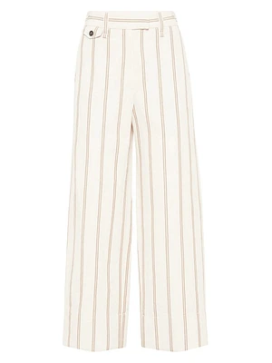 Regimental Stripe Panama Cropped Chino Trousers