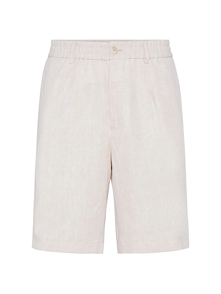 Lightweight Linen Bermuda Shorts with Elasticated Waistband