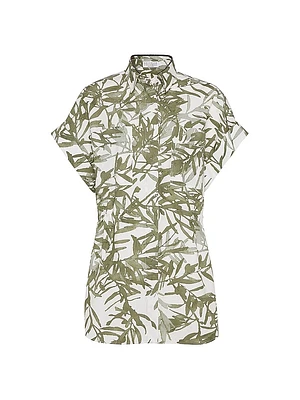 Cotton Herbarium Print Poplin Short Sleeve Shirt