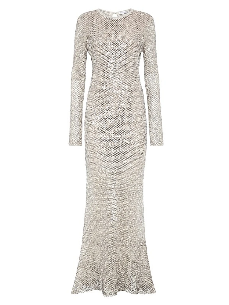 Dazzling Net Embroidery Knit Dress