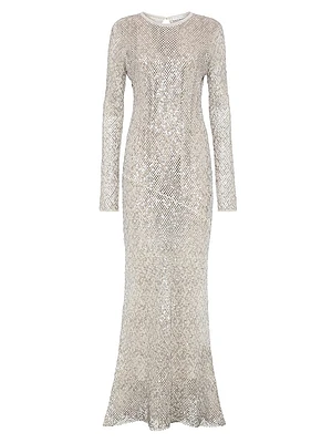 Dazzling Net Embroidery Knit Dress