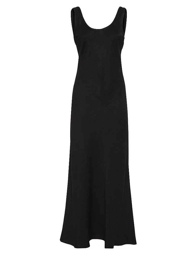 Fluid Twill Tank Dress with Shiny Details