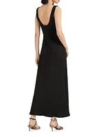 Fluid Twill Tank Dress with Shiny Details