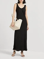Fluid Twill Tank Dress with Shiny Details