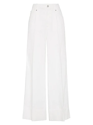 Garment Dyed Cotton and Linen Cover Loose Trousers