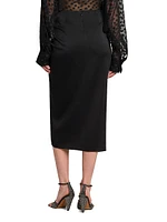 Gathered Satin Midi-Skirt