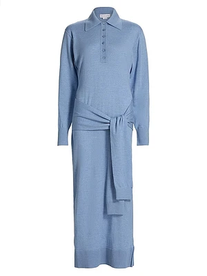 Mixed Wool Maxi Shirtdress