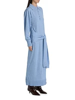 Mixed Wool Maxi Shirtdress