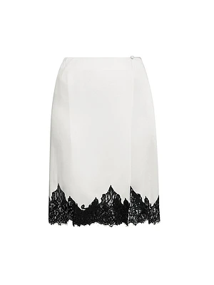 Satin-Lace Wrap Mini-Skirt