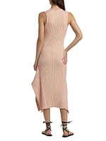 Textured Knit Cotton Midi-Dress