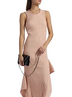 Textured Knit Cotton Midi-Dress