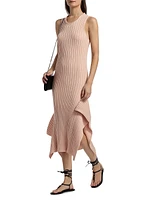 Textured Knit Cotton Midi-Dress