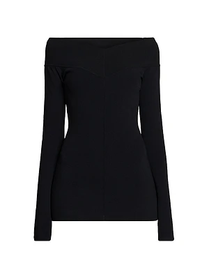 Compact Knit Off-the-Shoulder Top
