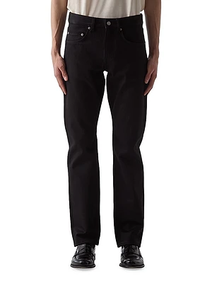 Stretch-Denim Mid-Rise Straight-Leg Jeans
