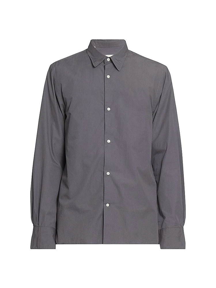 Soft Collar Cotton Button-Front Shirt