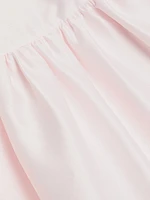 Taffeta Belted Drop-Waist Midi-Dress