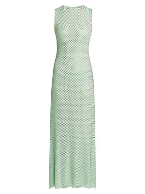 Mint Rhinestone Mesh Maxi Dress