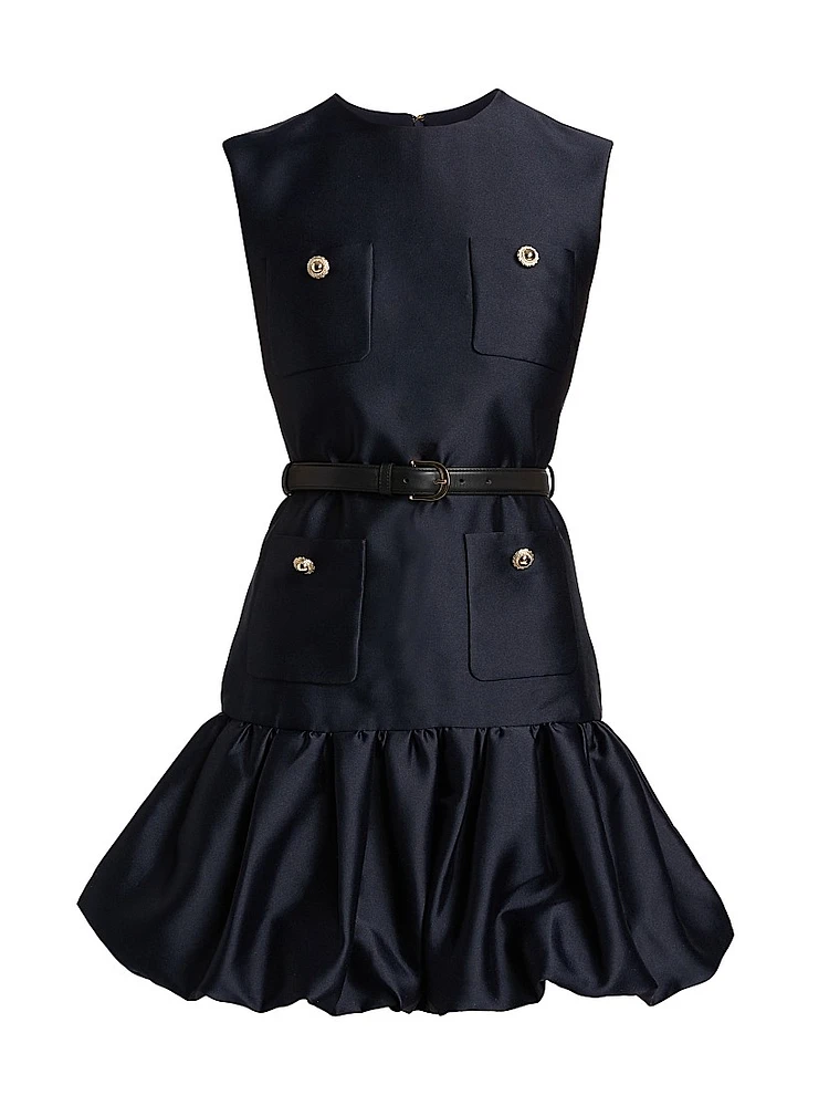 Taffeta Sleeveless Bubble Hem Minidress