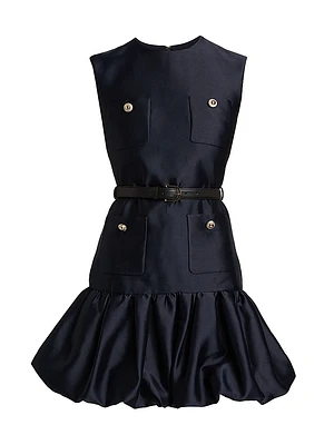 Taffeta Sleeveless Bubble Hem Minidress