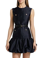 Taffeta Sleeveless Bubble Hem Minidress