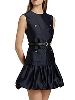 Taffeta Sleeveless Bubble Hem Minidress