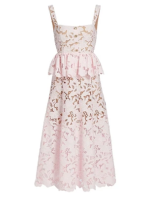 Lace Peplum Midi-Dress