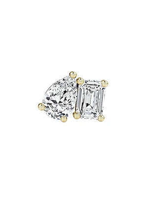 Toi Et Moi 14K Yellow Gold & 0.50 TCW Lab-Grown Diamond Single Stud Earring - Right
