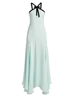 Silk Crepe Halterneck Maxi Dress
