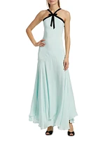 Silk Crepe Halterneck Maxi Dress