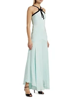 Silk Crepe Halterneck Maxi Dress