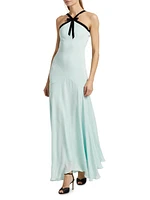 Silk Crepe Halterneck Maxi Dress
