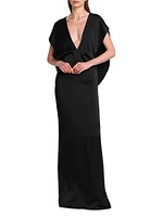 Draped Satin V-Neck Gown