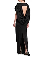 Draped Satin V-Neck Gown