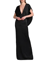 Draped Satin V-Neck Gown