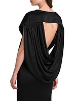 Draped Satin V-Neck Gown
