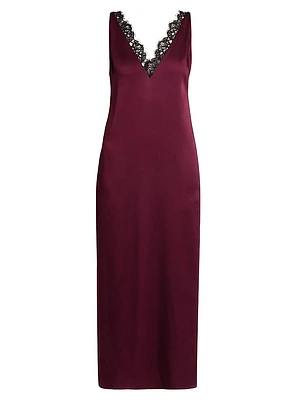 Satin-Lace V-Neck Maxi Slipdress