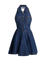 Halter Denim Fit & Flare Minidress