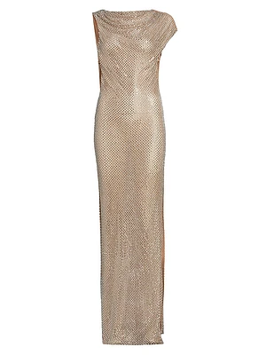 Rhinestone Draped Maxi Dress