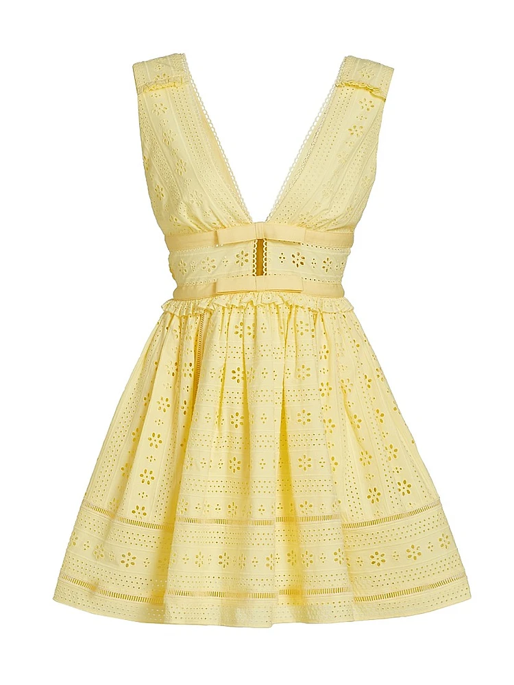 Eyelet Cotton Fit & Flare Minidress
