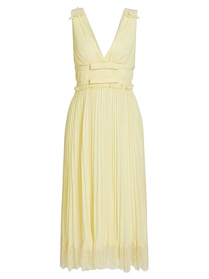 Chiffon Pleated Midi-Dress