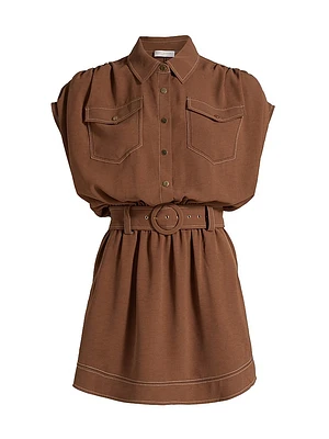 Stitch Bess Cap-Sleeve Mini-Shirtdress