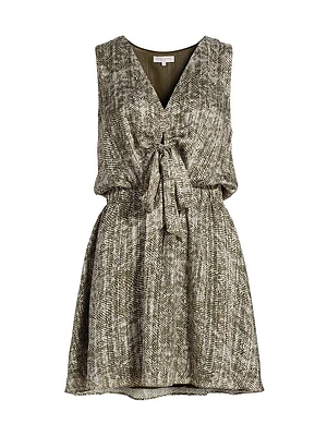 Itzel Printed Silk-Blend V-Neck Minidress