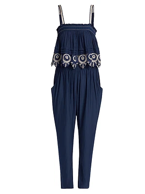 Monica Lace Tapered-Leg Jumpsuit