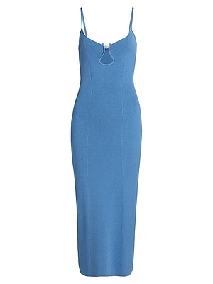 Sloan U-Neck Rib-Knit Midi-Dress
