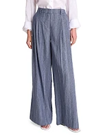 New Didi Striped Linen Pleated Pants