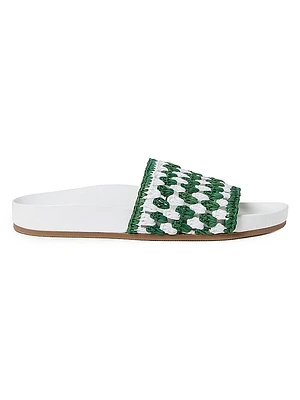 Henri Crochet Raffia Slide Sandals