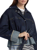 Boxy Peplum Hem Denim Jacket