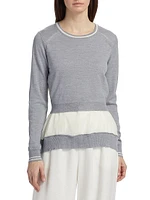 Tie-Back Chiffon Crewneck Sweatshirt