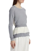 Tie-Back Chiffon Crewneck Sweatshirt