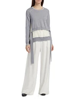 Tie-Back Chiffon Crewneck Sweatshirt